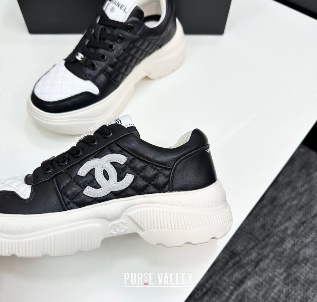 Chanel Calfskin and Quilted Leather Platform Sneakers Black 2025 CH110103 (MD-251101033)