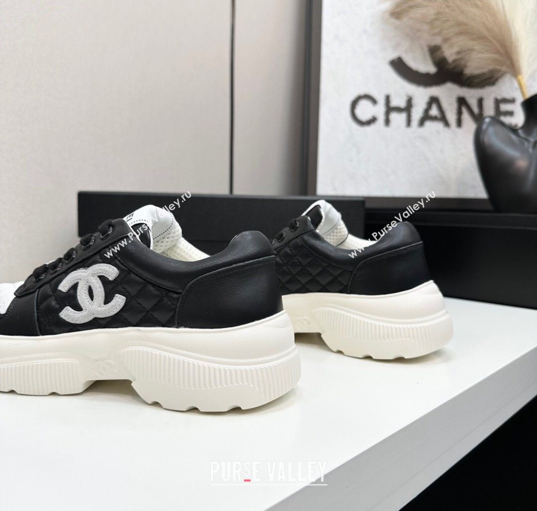 Chanel Calfskin and Quilted Leather Platform Sneakers Black 2025 CH110103 (MD-251101033)