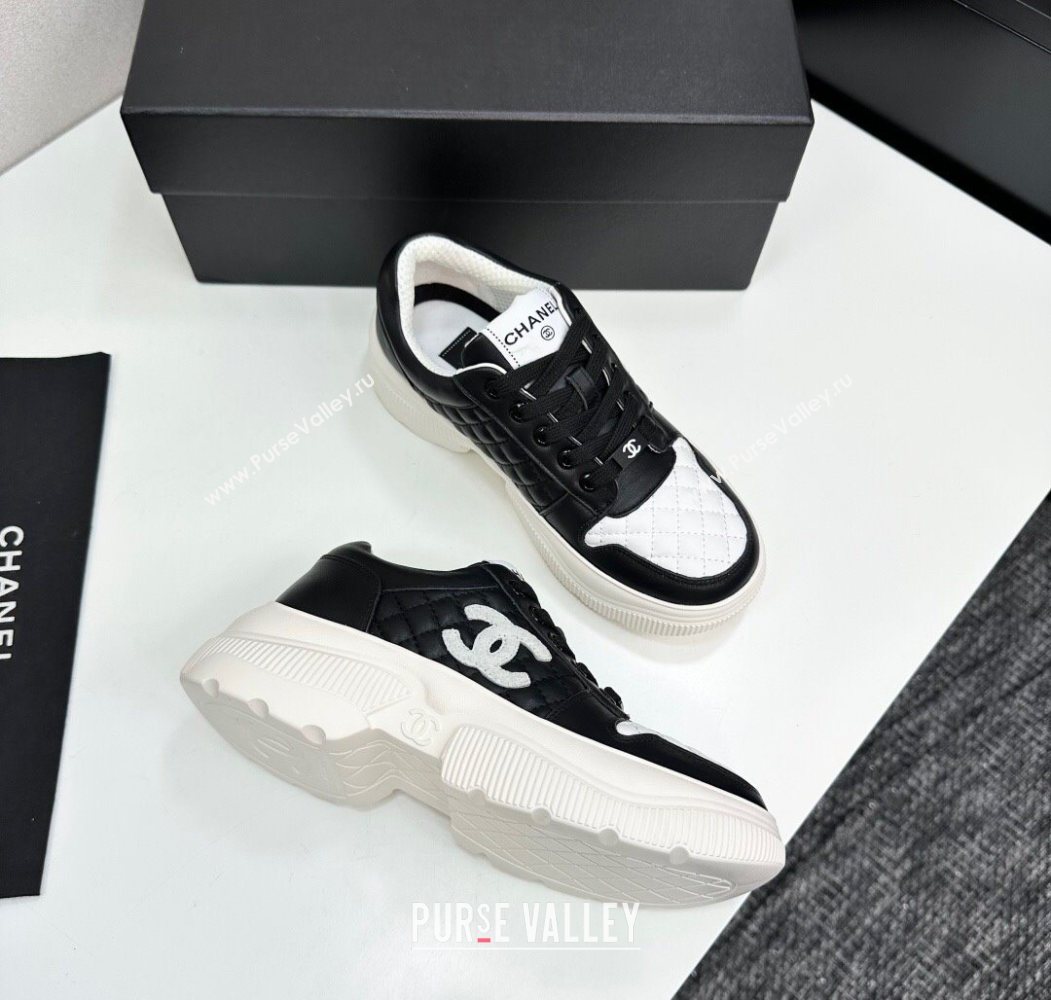 Chanel Calfskin and Quilted Leather Platform Sneakers Black 2025 CH110103 (MD-251101033)