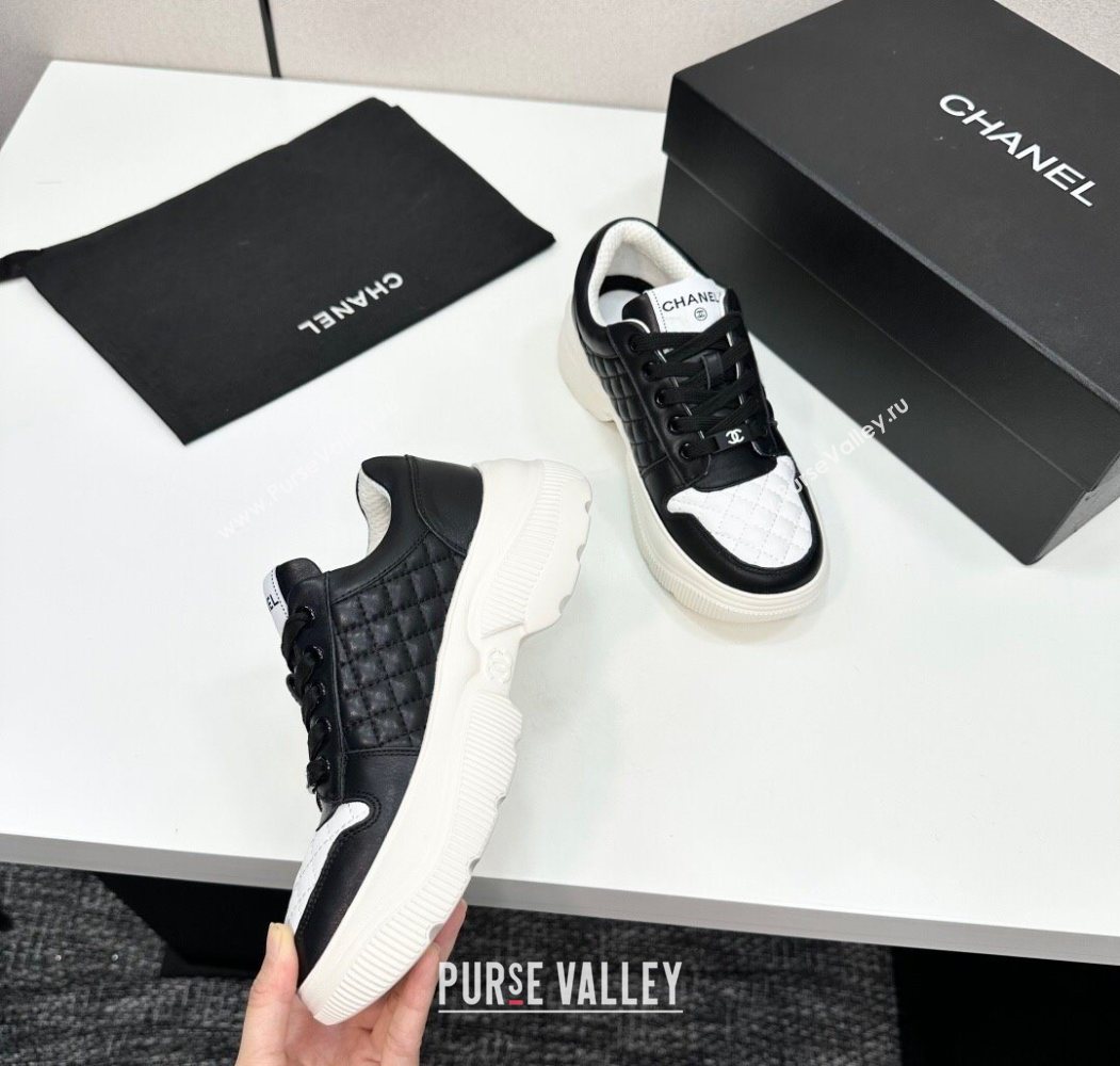 Chanel Calfskin and Quilted Leather Platform Sneakers Black 2025 CH110103 (MD-251101033)