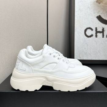 Chanel Calfskin Leather and Suede Platform Sneakers White 2025 CH110103 (MD-251101036)