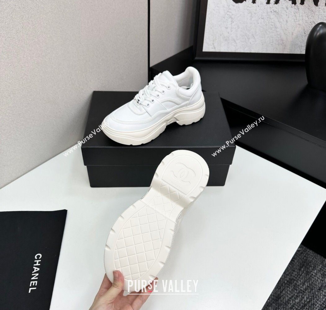 Chanel Calfskin Leather and Suede Platform Sneakers White 2025 CH110103 (MD-251101036)