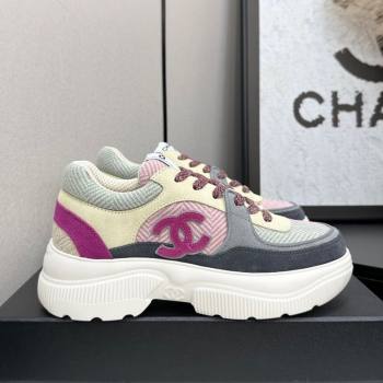 Chanel Calfskin Leather, Suede and Fabric Platform Sneakers Multicolor07 2025 CH110102 (MD-251101007)