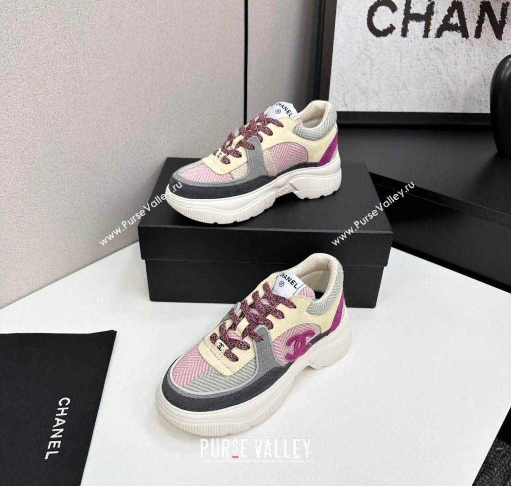 Chanel Calfskin Leather, Suede and Fabric Platform Sneakers Multicolor07 2025 CH110102 (MD-251101007)