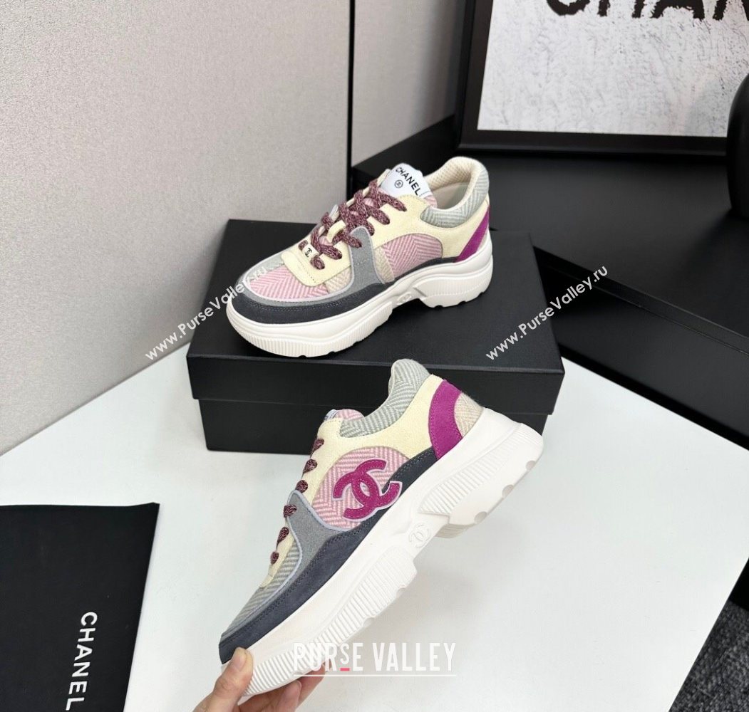 Chanel Calfskin Leather, Suede and Fabric Platform Sneakers Multicolor07 2025 CH110102 (MD-251101007)