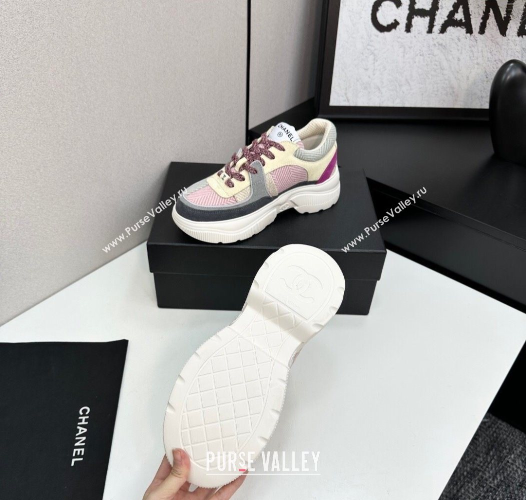 Chanel Calfskin Leather, Suede and Fabric Platform Sneakers Multicolor07 2025 CH110102 (MD-251101007)