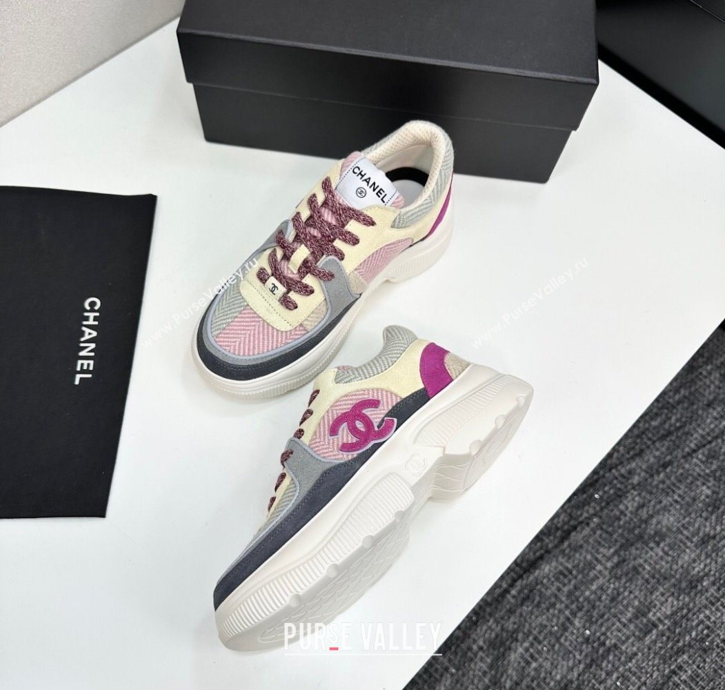 Chanel Calfskin Leather, Suede and Fabric Platform Sneakers Multicolor07 2025 CH110102 (MD-251101007)