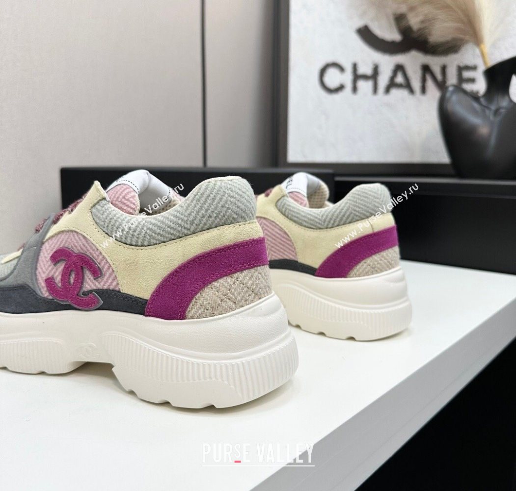Chanel Calfskin Leather, Suede and Fabric Platform Sneakers Multicolor07 2025 CH110102 (MD-251101007)