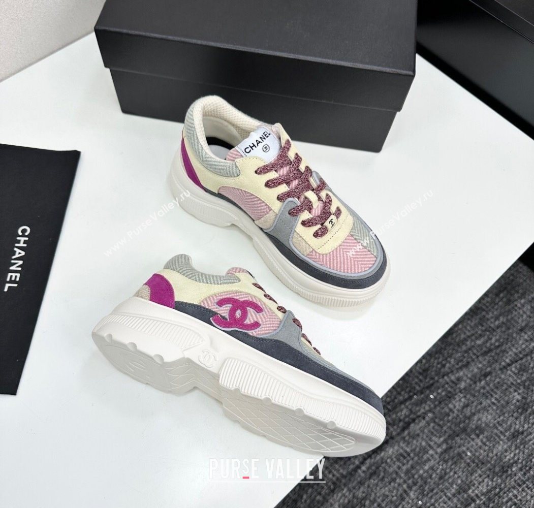 Chanel Calfskin Leather, Suede and Fabric Platform Sneakers Multicolor07 2025 CH110102 (MD-251101007)