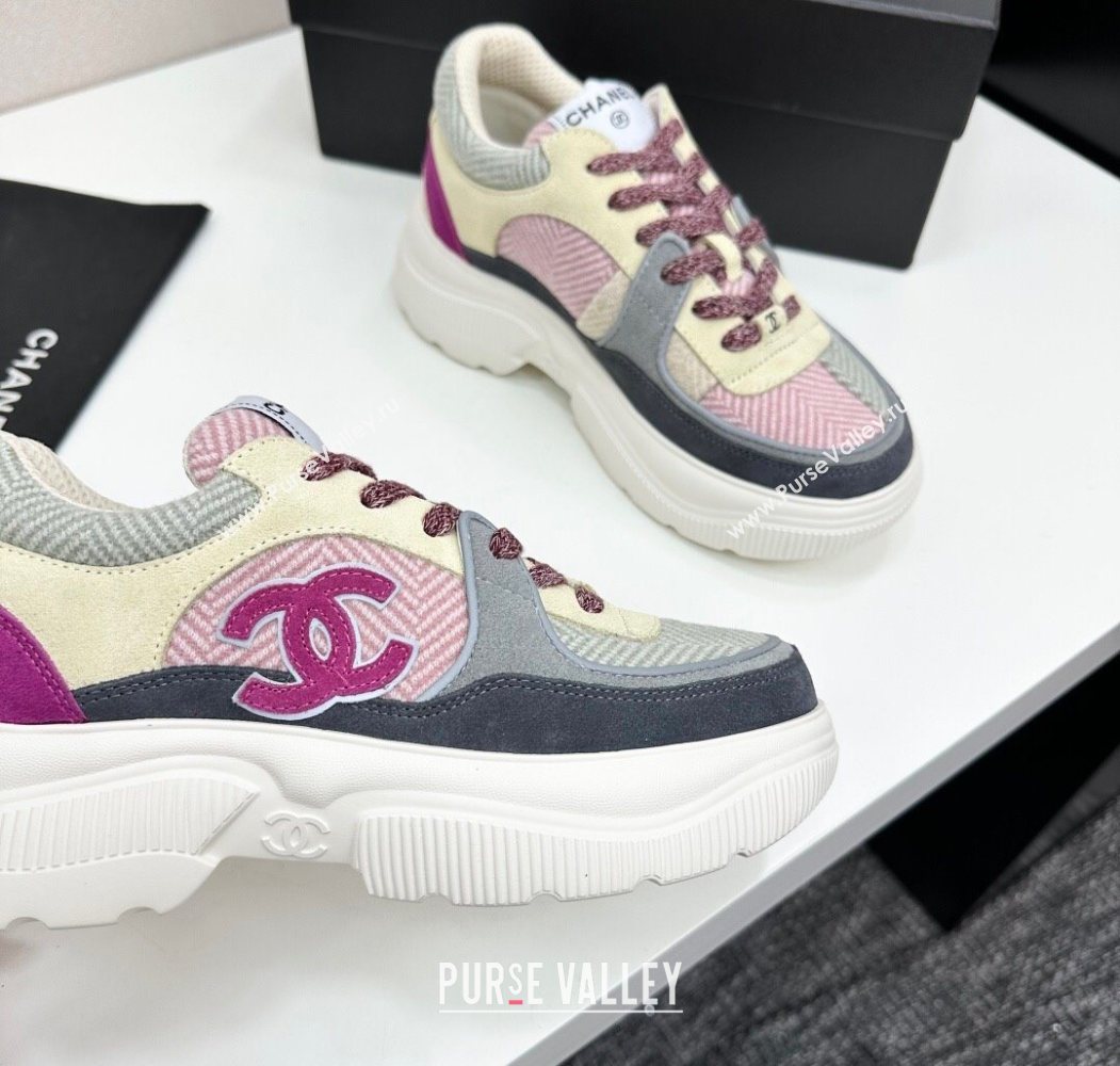 Chanel Calfskin Leather, Suede and Fabric Platform Sneakers Multicolor07 2025 CH110102 (MD-251101007)