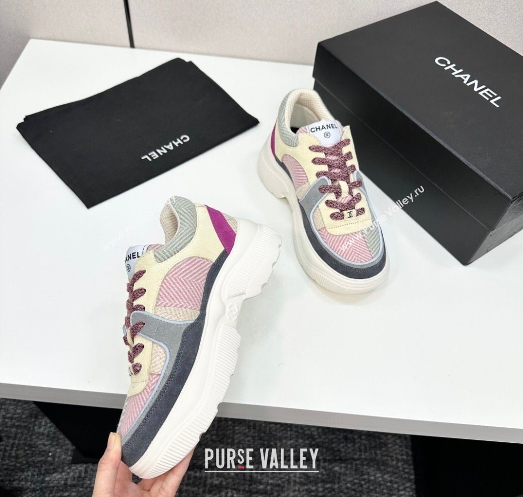 Chanel Calfskin Leather, Suede and Fabric Platform Sneakers Multicolor07 2025 CH110102 (MD-251101007)