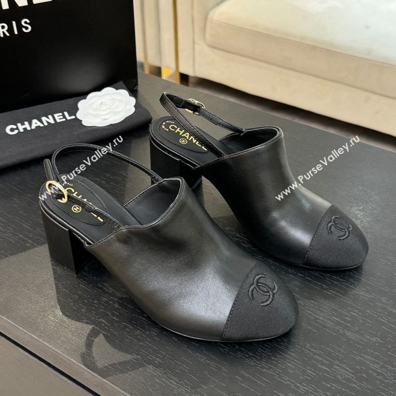 Chanel Calfskin Leather Grosgrain Slingbacks Pump 6.5cm Black 2025 G46865 (MD-251103047)