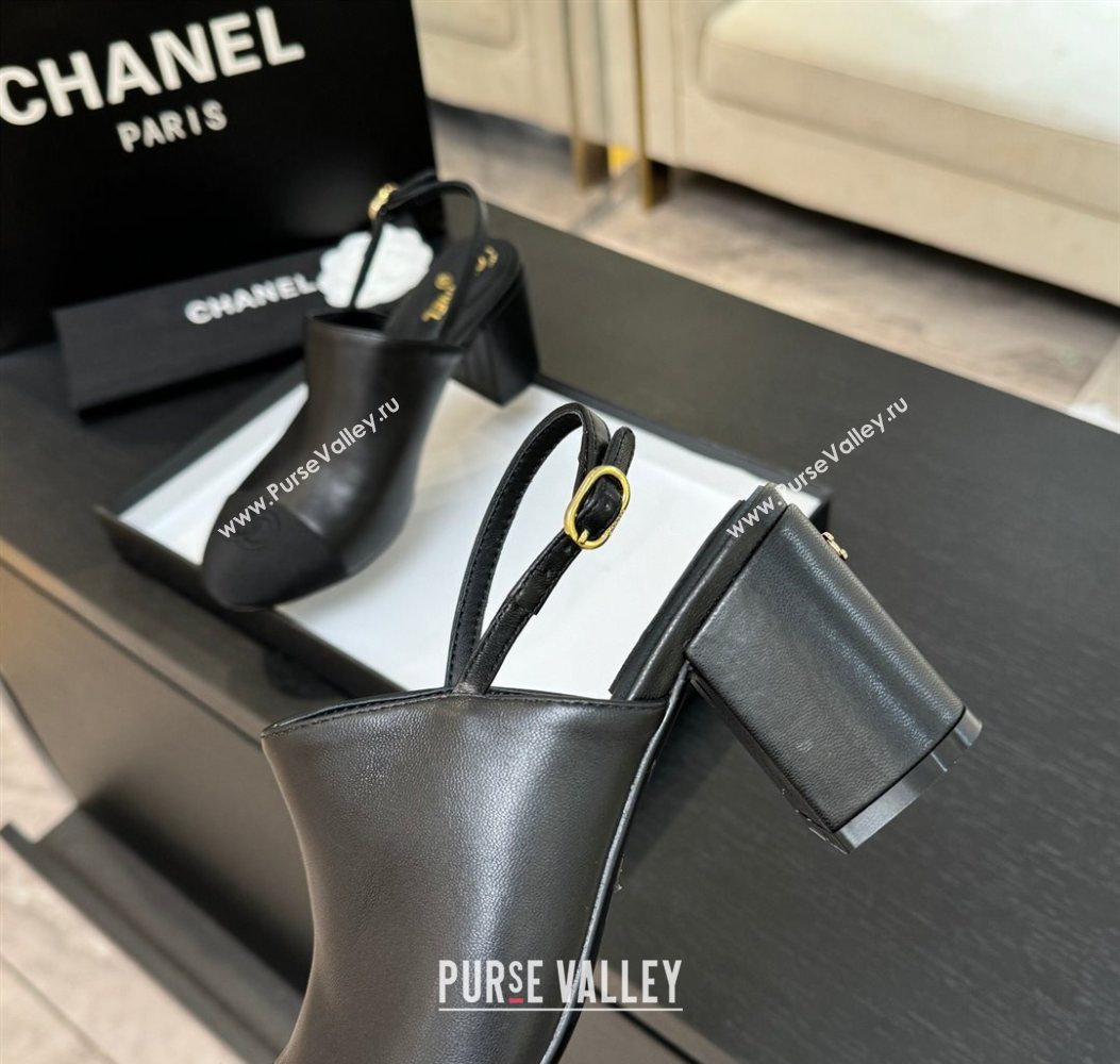 Chanel Calfskin Leather Grosgrain Slingbacks Pump 6.5cm Black 2025 G46865 (MD-251103047)