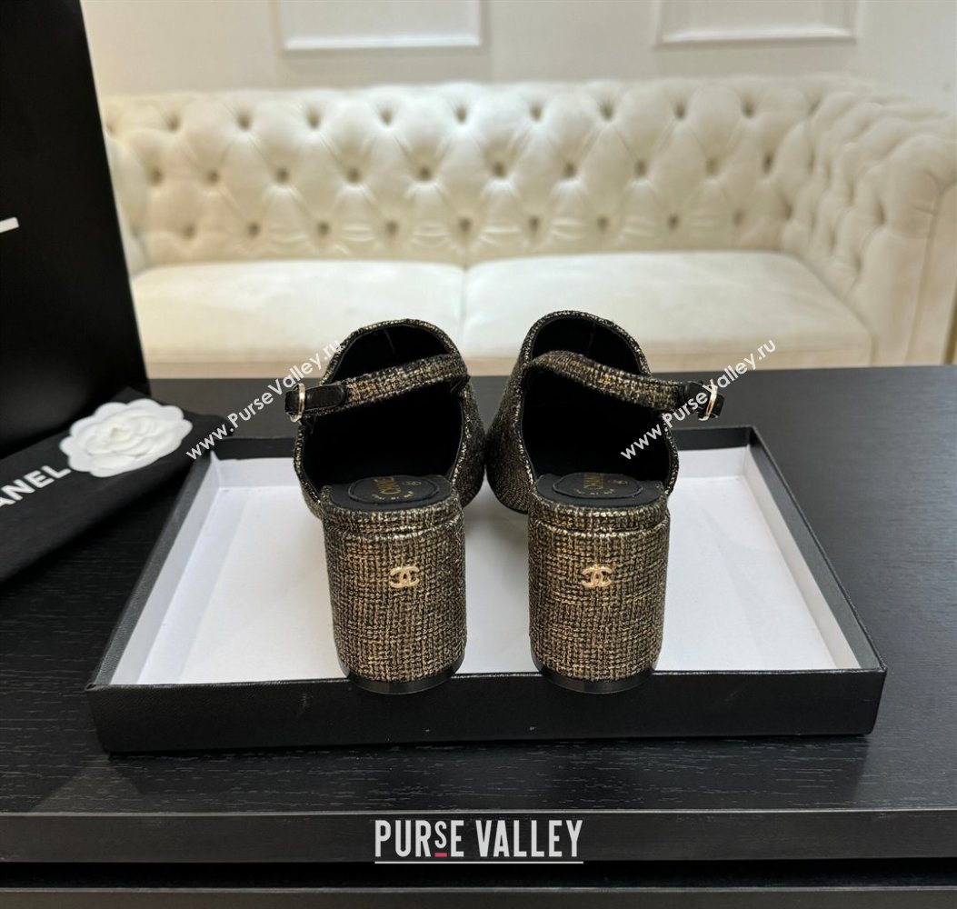 Chanel Cotton Tweed Grosgrain Slingbacks Pump 6.5cm Gold 2025 G46865 (MD-251103051)