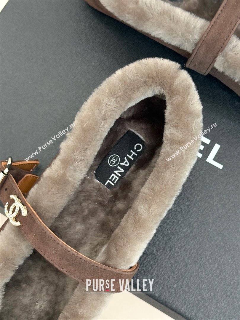 Chanel Suede and Wool Mary Janes Ballet Flats Brown 2025 CH110304 (MD-251103074)