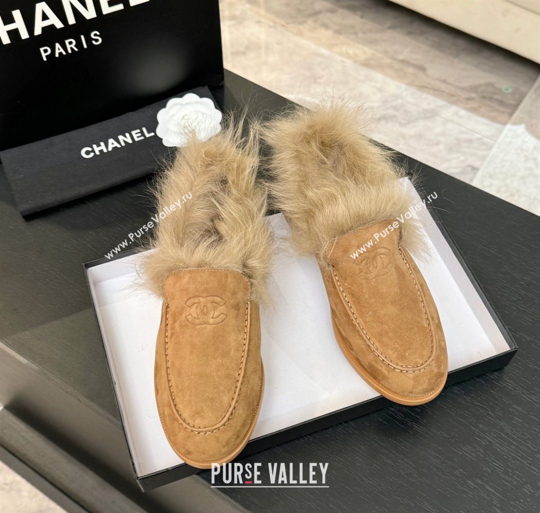 Chanel Suede Shearling Loafers Brown 2025 G46534 (MD-251104060)