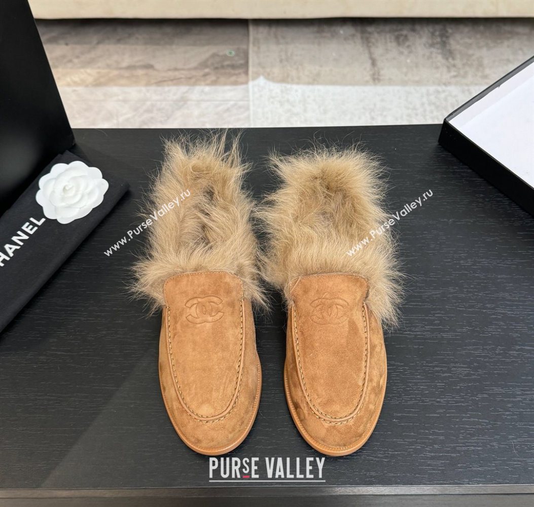 Chanel Suede Shearling Loafers Brown 2025 G46534 (MD-251104060)