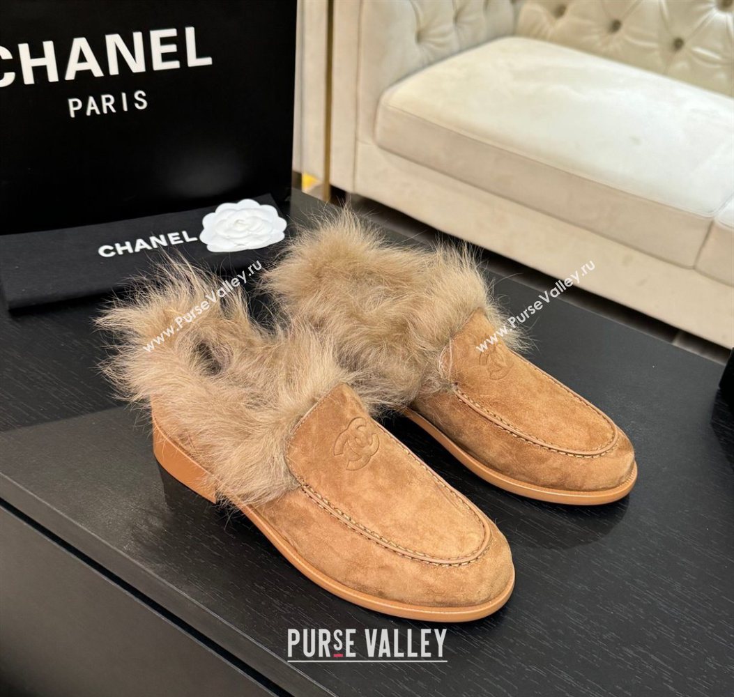 Chanel Suede Shearling Loafers Brown 2025 G46534 (MD-251104060)