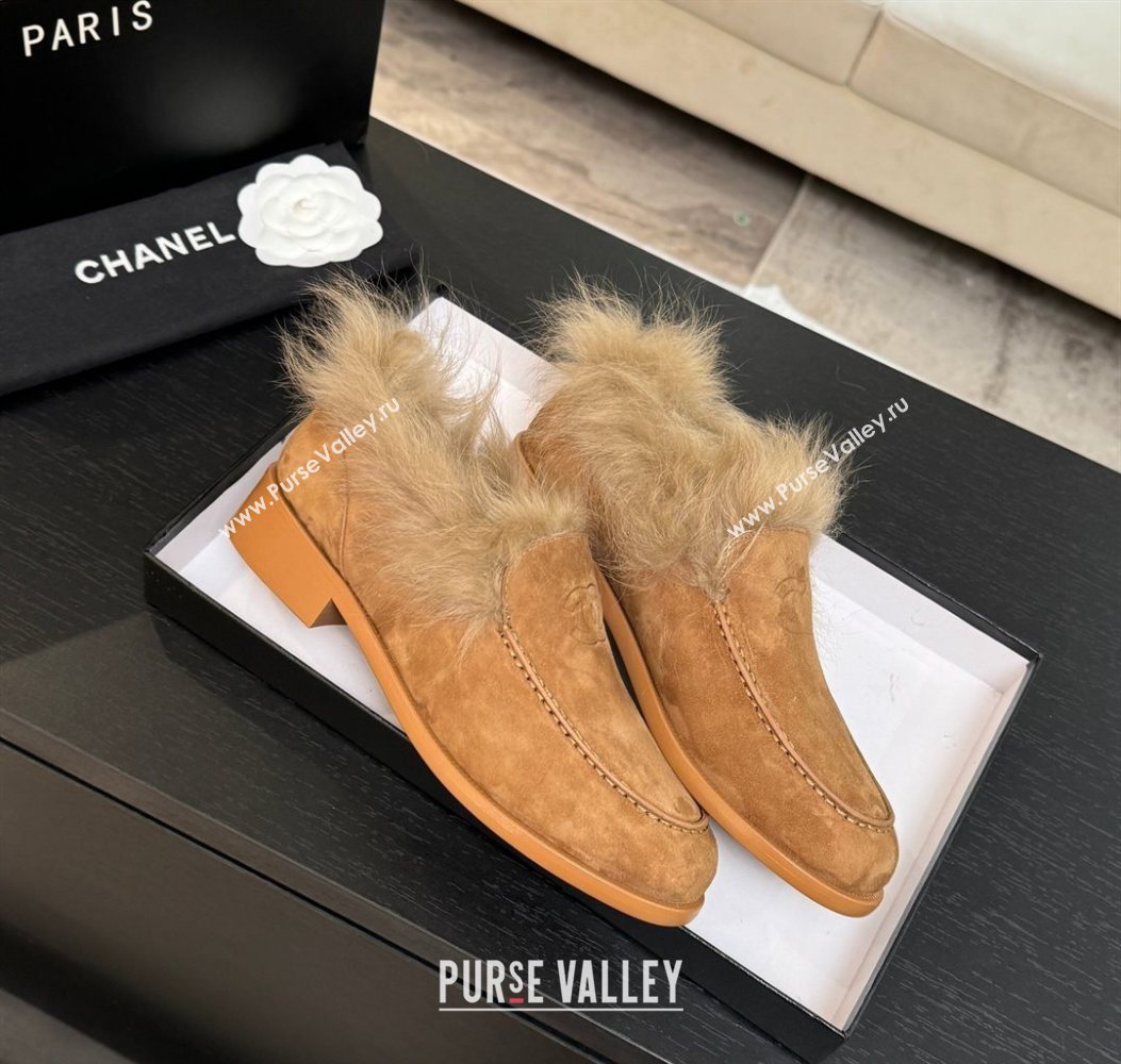 Chanel Suede Shearling Loafers Brown 2025 G46534 (MD-251104060)