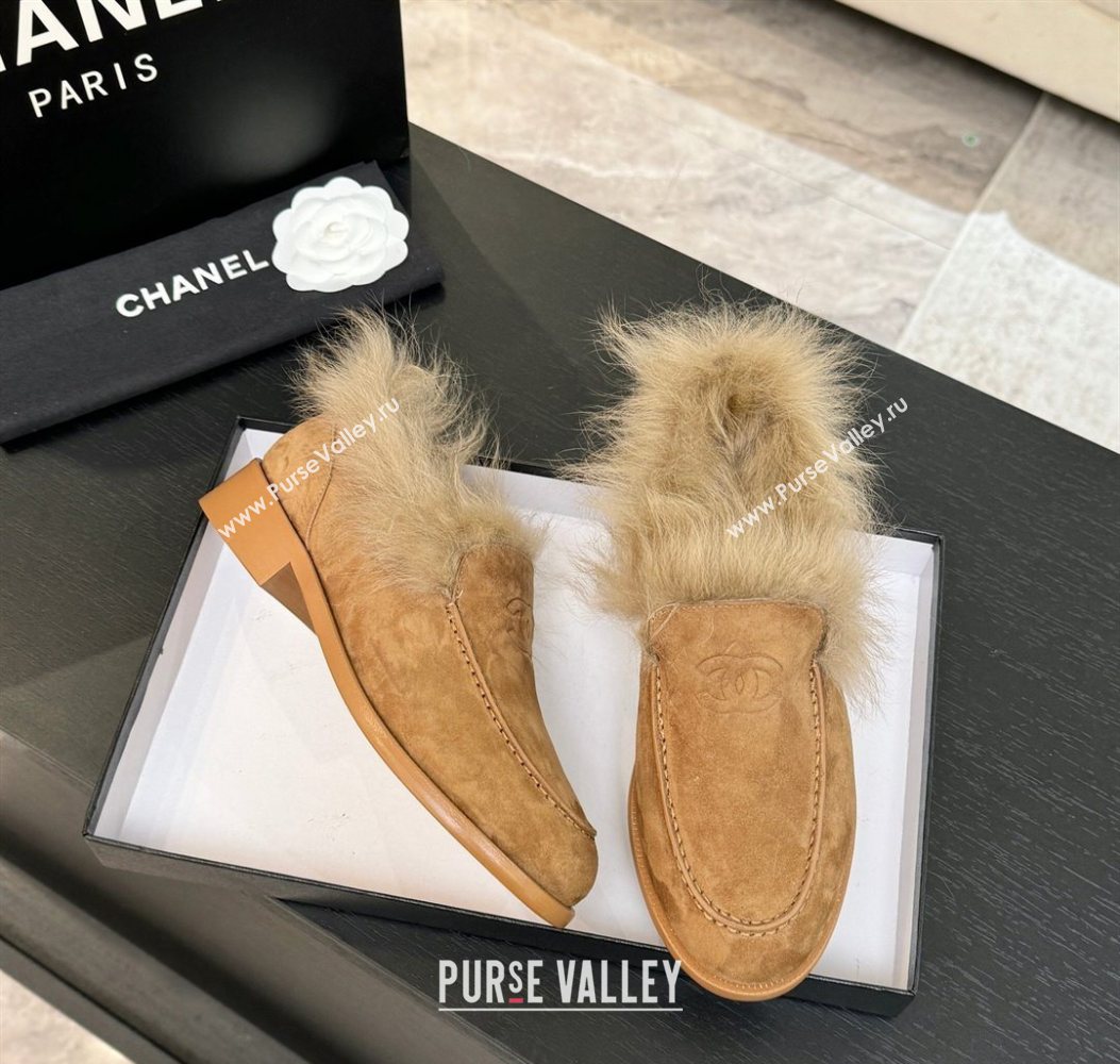 Chanel Suede Shearling Loafers Brown 2025 G46534 (MD-251104060)