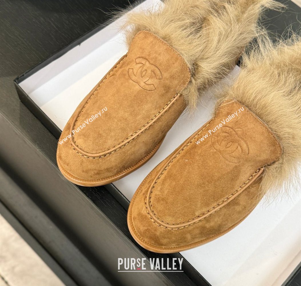 Chanel Suede Shearling Loafers Brown 2025 G46534 (MD-251104060)