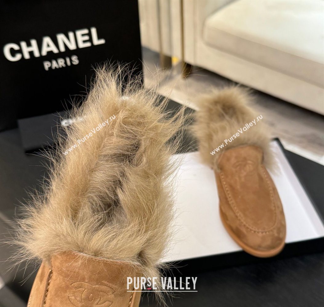 Chanel Suede Shearling Loafers Brown 2025 G46534 (MD-251104060)