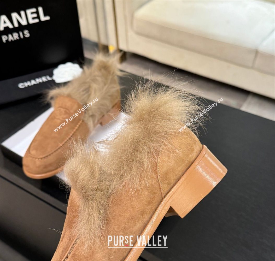 Chanel Suede Shearling Loafers Brown 2025 G46534 (MD-251104060)