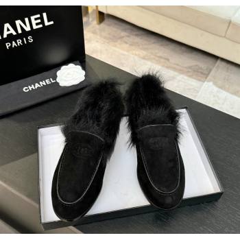 Chanel Suede Shearling Loafers Black 2025 G46534 (MD-251104062)