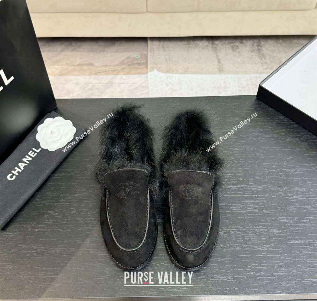 Chanel Suede Shearling Loafers Black 2025 G46534 (MD-251104062)