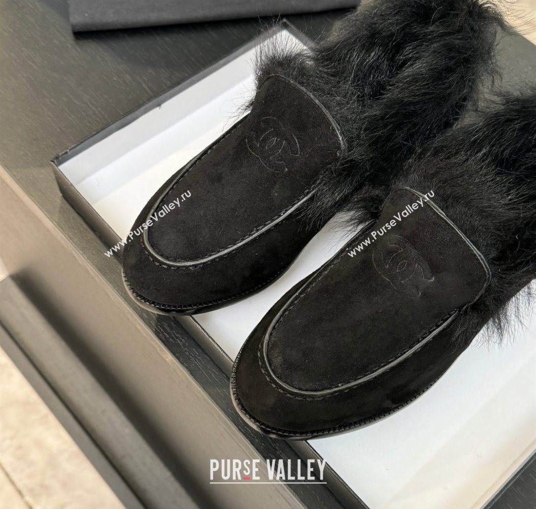 Chanel Suede Shearling Loafers Black 2025 G46534 (MD-251104062)
