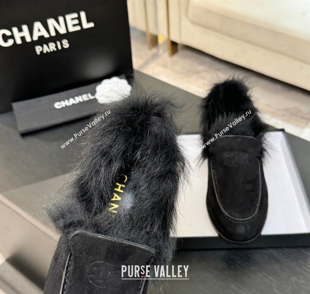 Chanel Suede Shearling Loafers Black 2025 G46534 (MD-251104062)