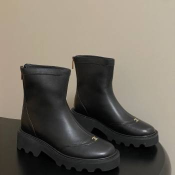 Chanel Calfskin Leather Platform Ankle Boots Black 2025 CH110404 (MD-251104066)
