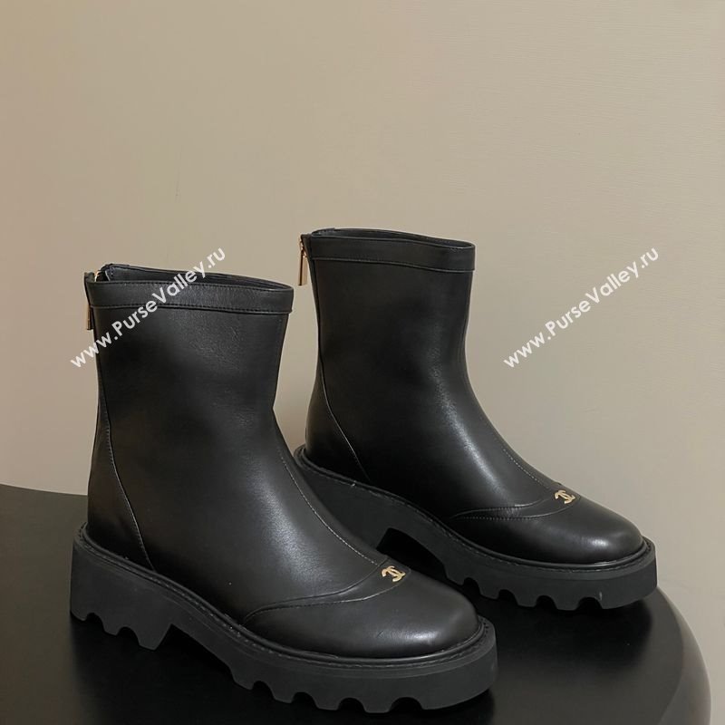 Chanel Calfskin Leather Platform Ankle Boots Black 2025 CH110404 (MD-251104066)