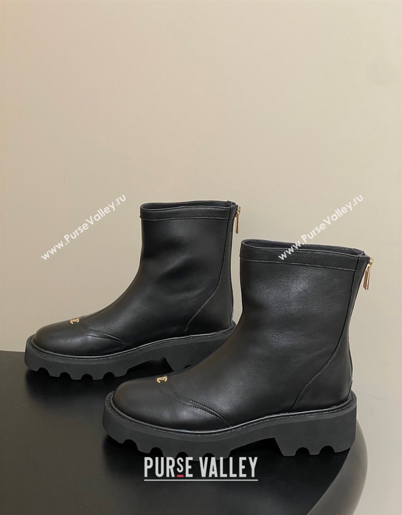 Chanel Calfskin Leather Platform Ankle Boots Black 2025 CH110404 (MD-251104066)