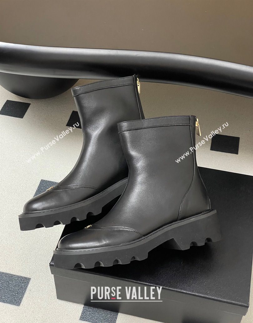 Chanel Calfskin Leather Platform Ankle Boots Black 2025 CH110404 (MD-251104066)