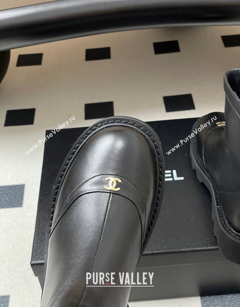 Chanel Calfskin Leather Platform Ankle Boots Black 2025 CH110404 (MD-251104066)