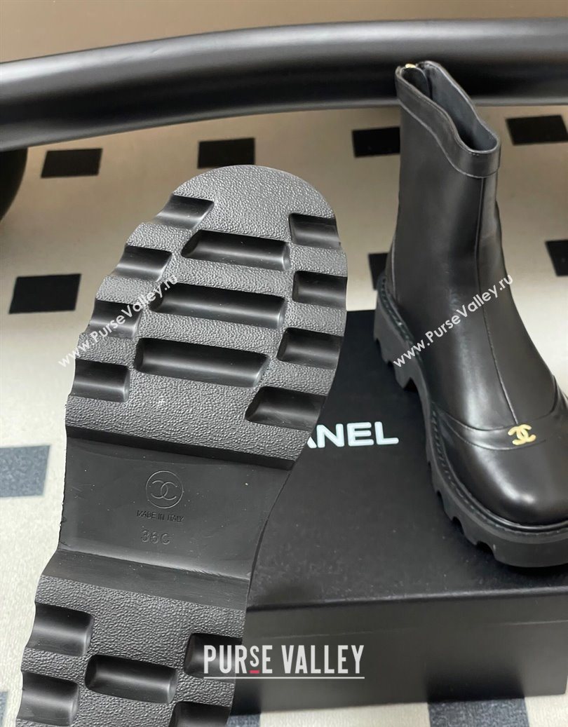 Chanel Calfskin Leather Platform Ankle Boots Black 2025 CH110404 (MD-251104066)