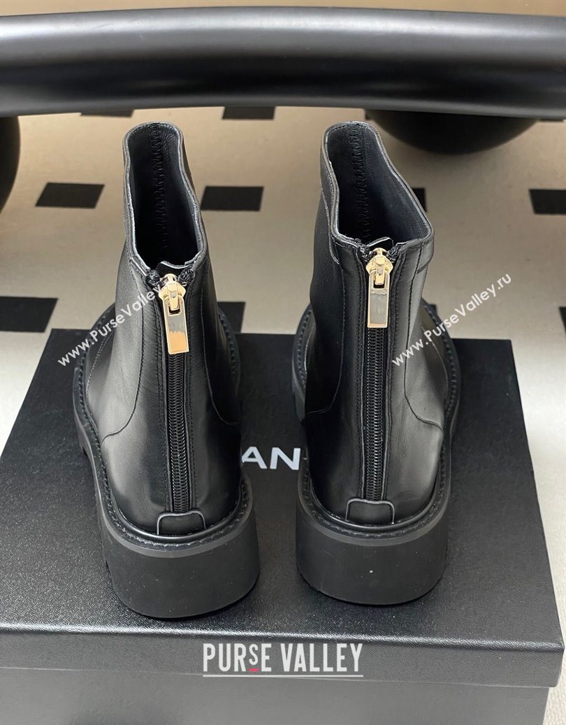 Chanel Calfskin Leather Platform Ankle Boots Black 2025 CH110404 (MD-251104066)