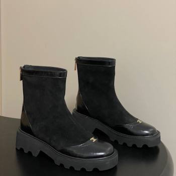 Chanel Suede and Shiny Calfskin Platform Ankle Boots Black 2025 CH110404 (MD-251104067)