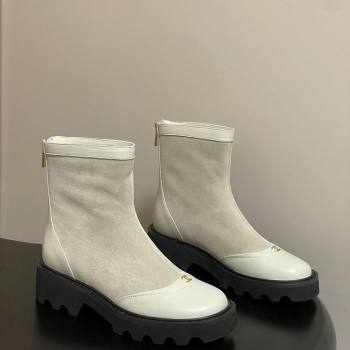 Chanel Suede and Shiny Calfskin Platform Ankle Boots White 2025 CH110404 (MD-251104068)