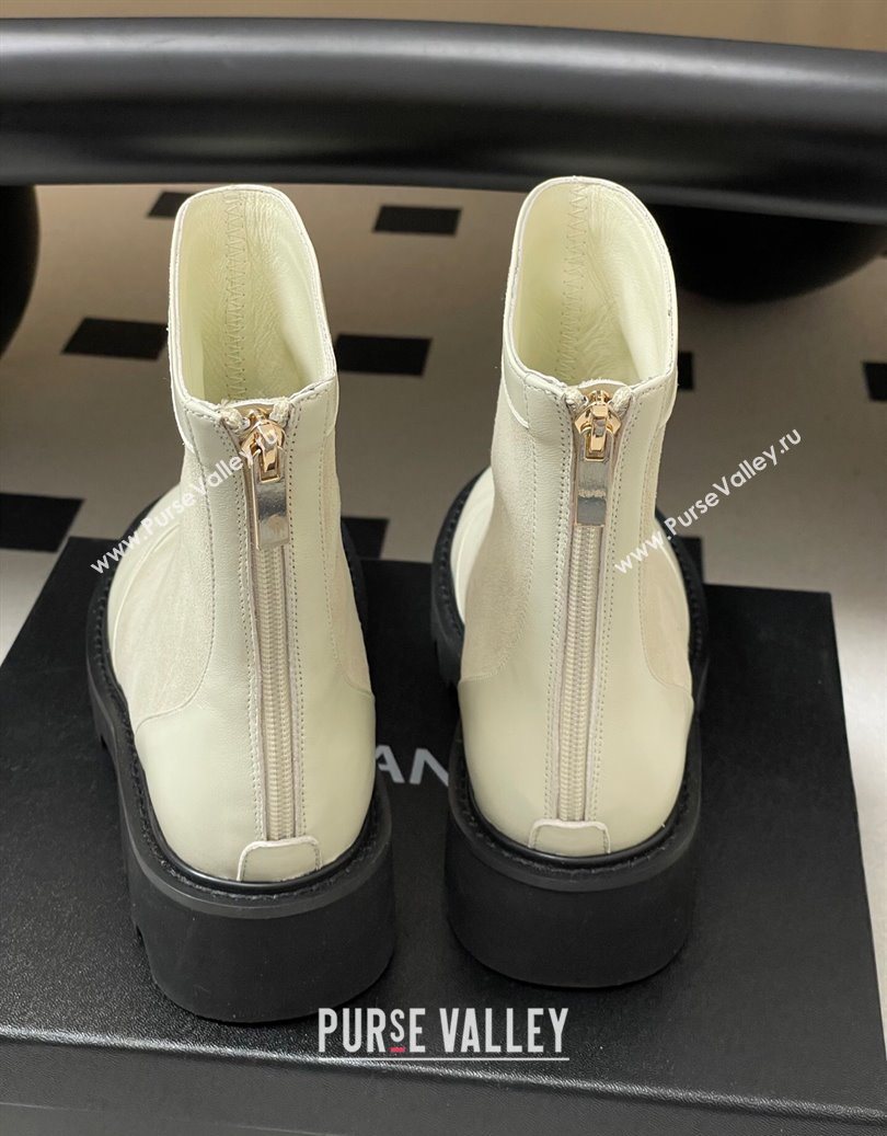 Chanel Suede and Shiny Calfskin Platform Ankle Boots White 2025 CH110404 (MD-251104068)