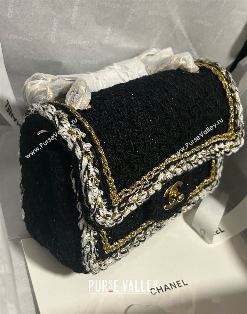 Chanel Tweed Small Flap Bag A01113 Black 2025 1127 (yezi-251127029)