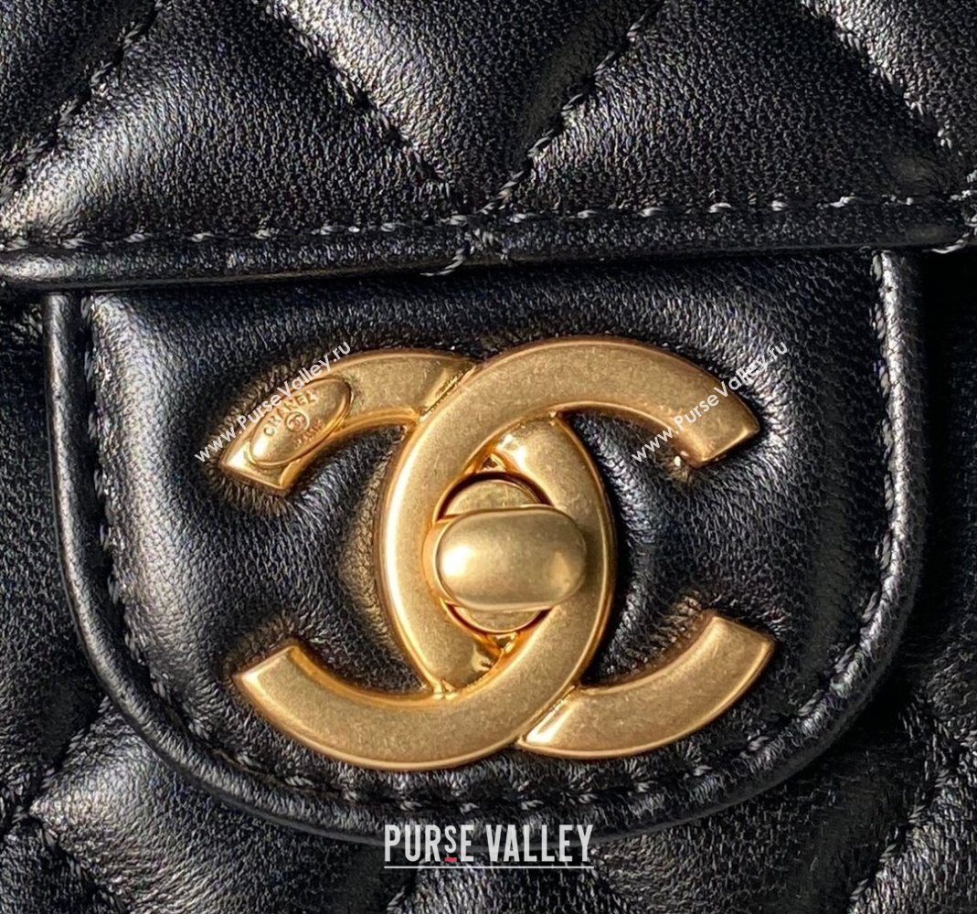 Chanel Lambskin Leather Small Flap Bag with Chain Top Handle Black 2025 AS5813 (yezi-251127111)