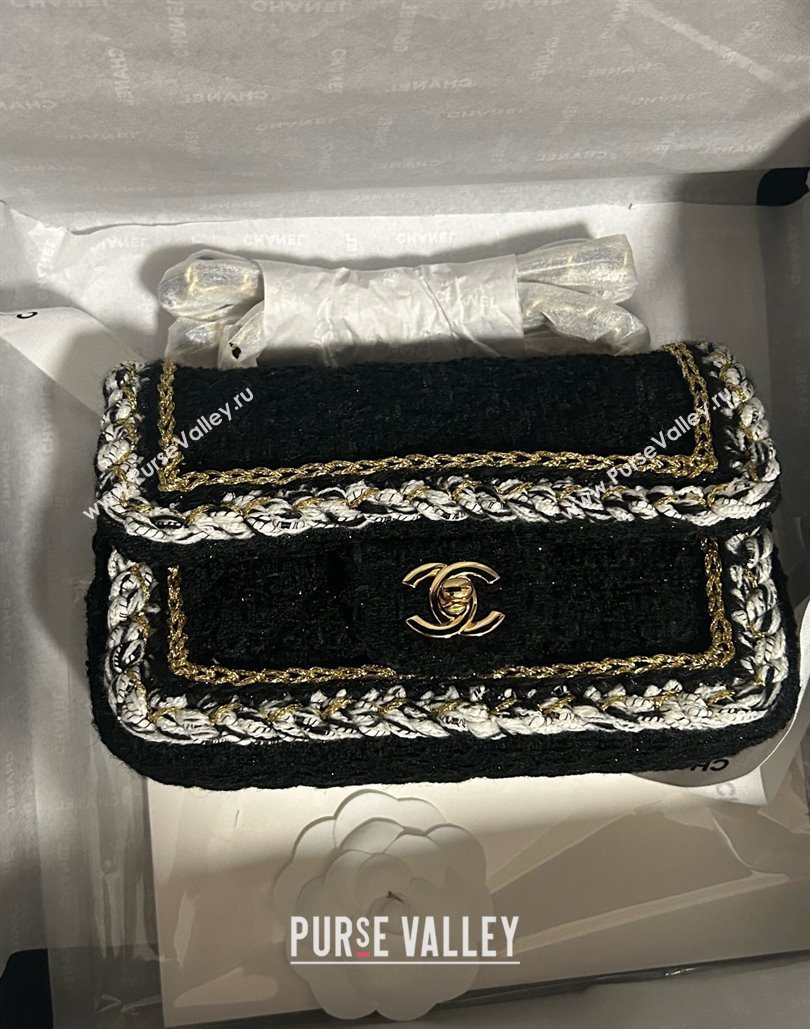 Chanel Tweed Small Flap Bag A01113 Black 2025 1127 (yezi-251127029)