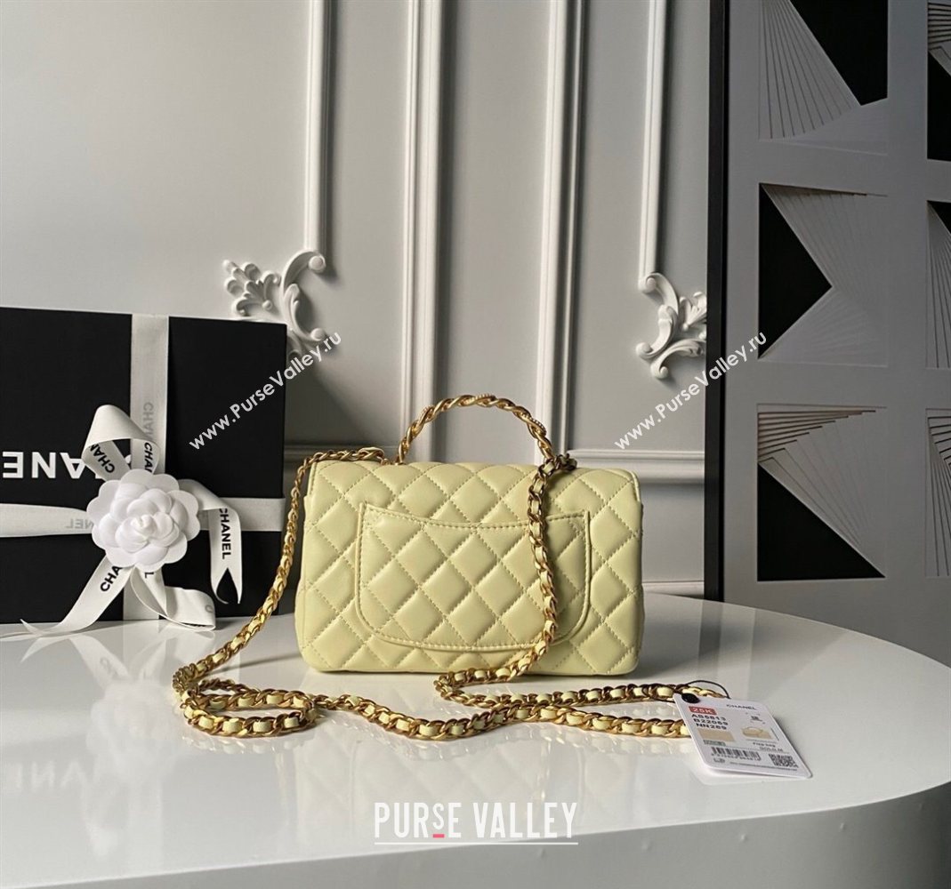 Chanel Lambskin Leather Small Flap Bag with Chain Top Handle Yellow 2025 AS5813 (yezi-251127112)