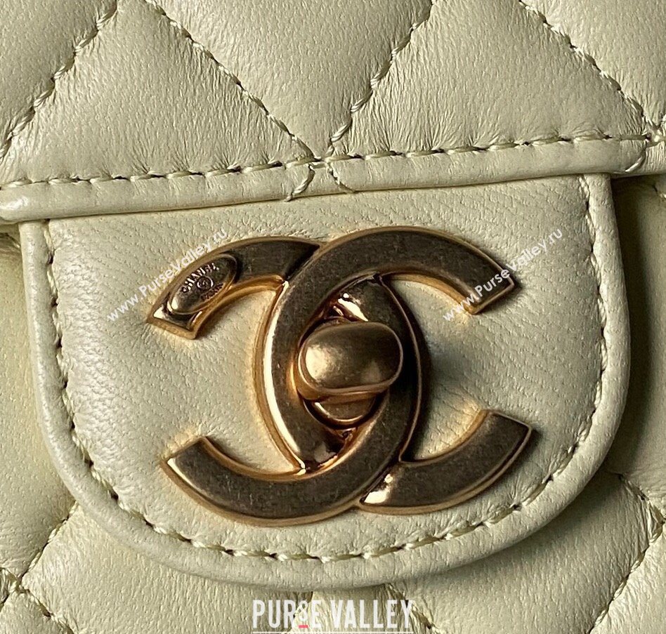 Chanel Lambskin Leather Small Flap Bag with Chain Top Handle Yellow 2025 AS5813 (yezi-251127112)