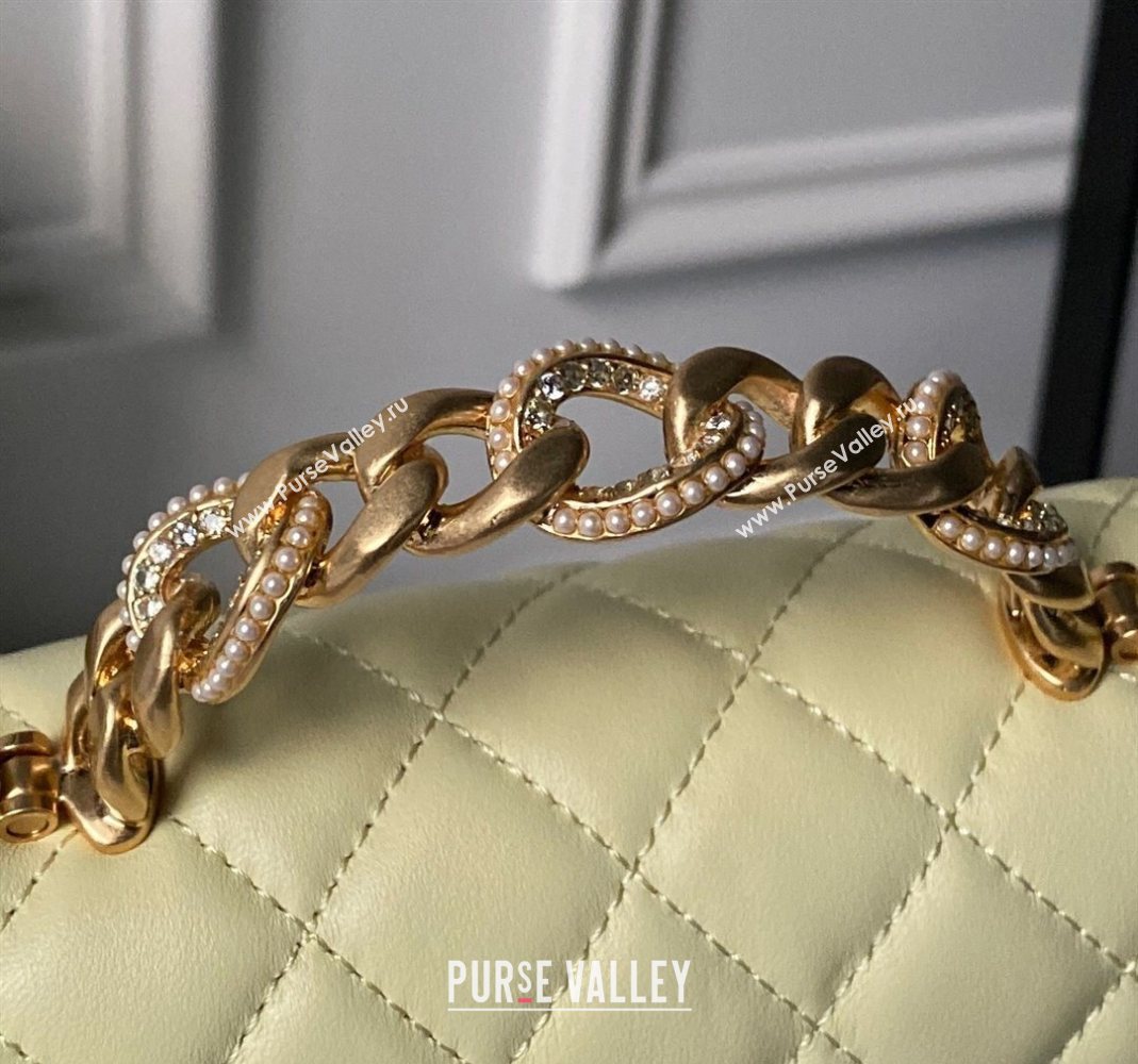 Chanel Lambskin Leather Small Flap Bag with Chain Top Handle Yellow 2025 AS5813 (yezi-251127112)