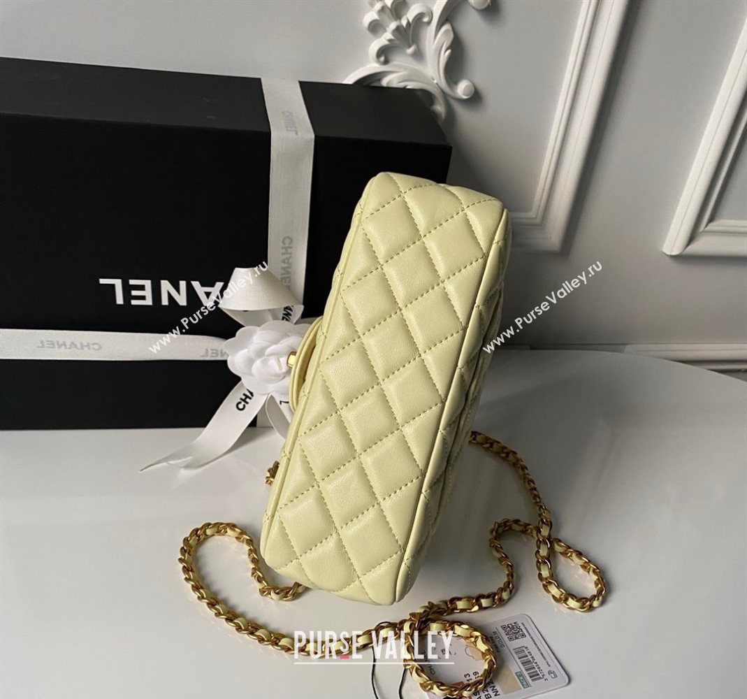 Chanel Lambskin Leather Small Flap Bag with Chain Top Handle Yellow 2025 AS5813 (yezi-251127112)