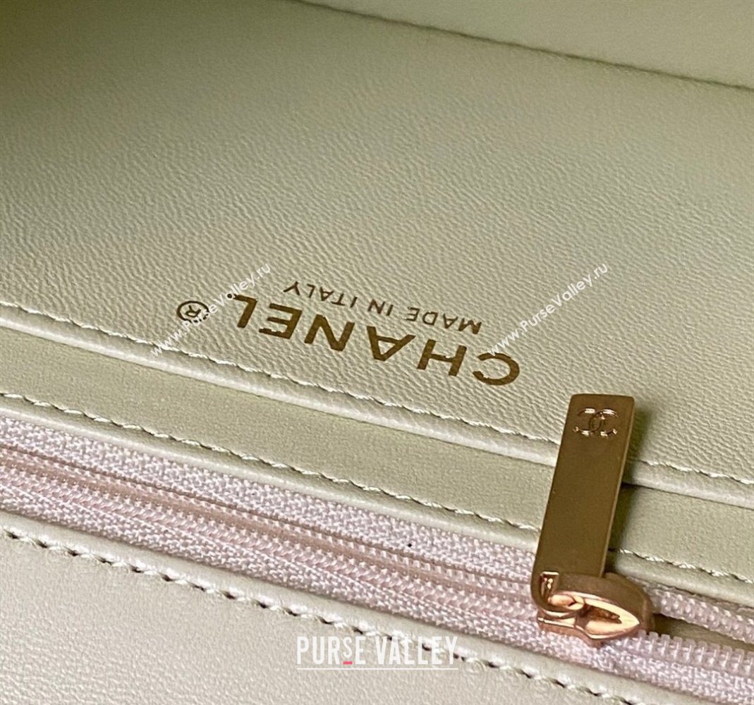 Chanel Lambskin Leather Small Flap Bag with Chain Top Handle Yellow 2025 AS5813 (yezi-251127112)