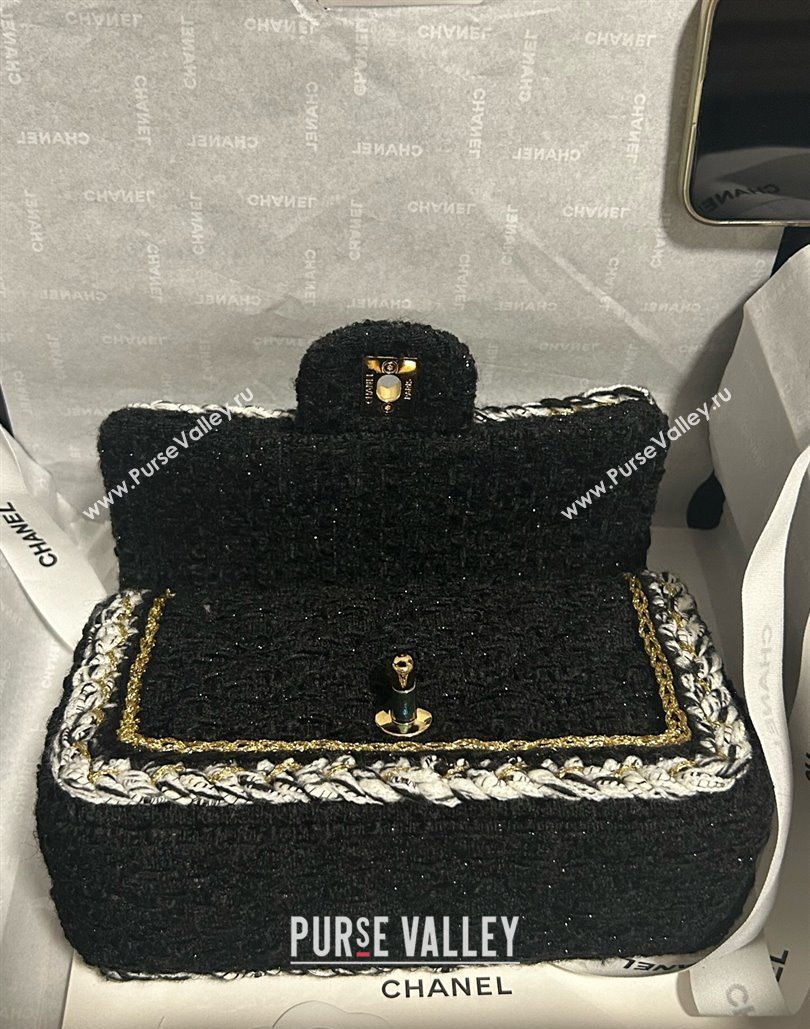 Chanel Tweed Small Flap Bag A01113 Black 2025 1127 (yezi-251127029)